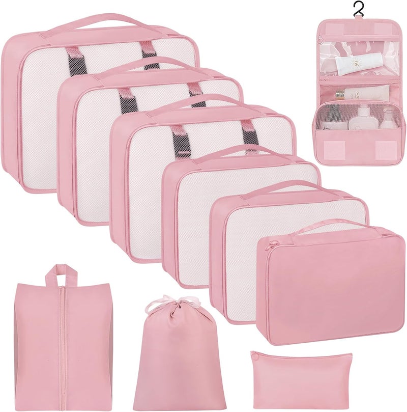 Attmu 10 Set Packing Cubes for Travel, Travel Packing Cubes with Hanging Toiletry Bag and Shoe Bag, Suitcase Luggage Organizer Bags for Travel Essentials Women Men - Image 1